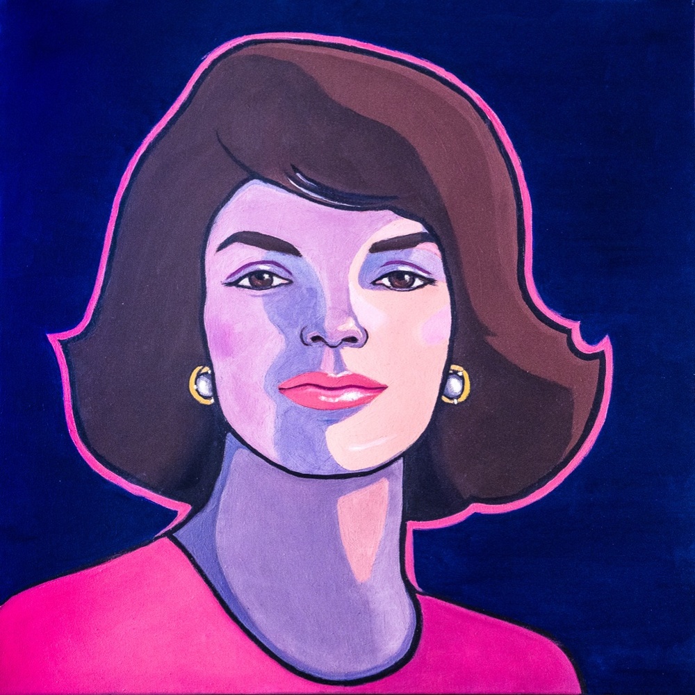 Oil painting portrait "Jackie Kennedy , pink dress", on canvas 24"x24"